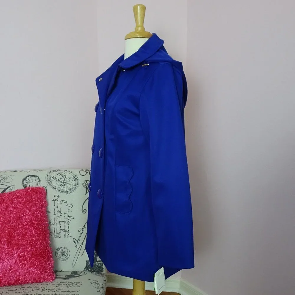 NWT Kate Spade Scallop Coat Hooded Raincoat Blue